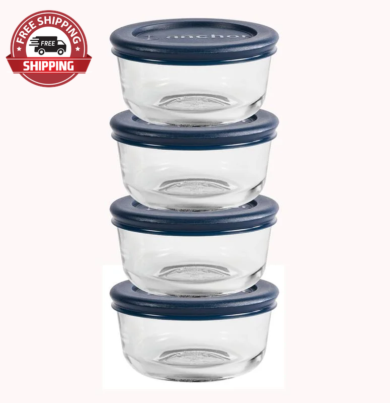 S With Lids, 1 Cup Round, Set Of 4