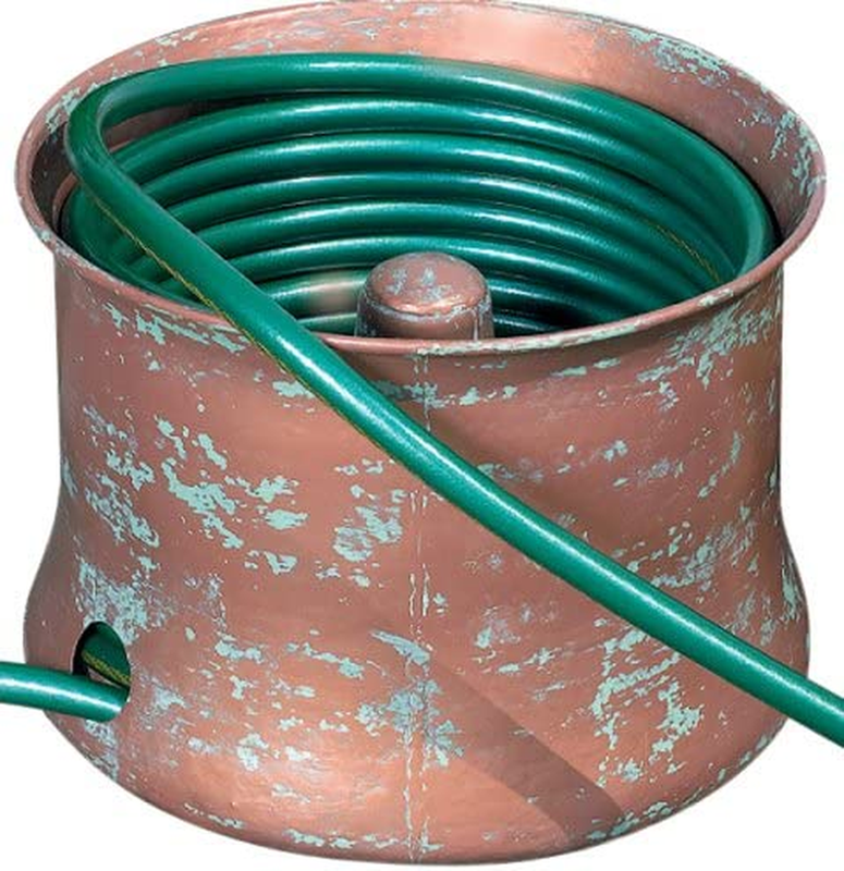 Cobraco Copper Finish Cylinder Hose Holder Pot Storage, up to 150 ft of hose