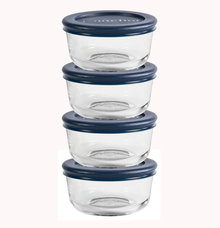 S With Lids, 1 Cup Round, Set Of 4