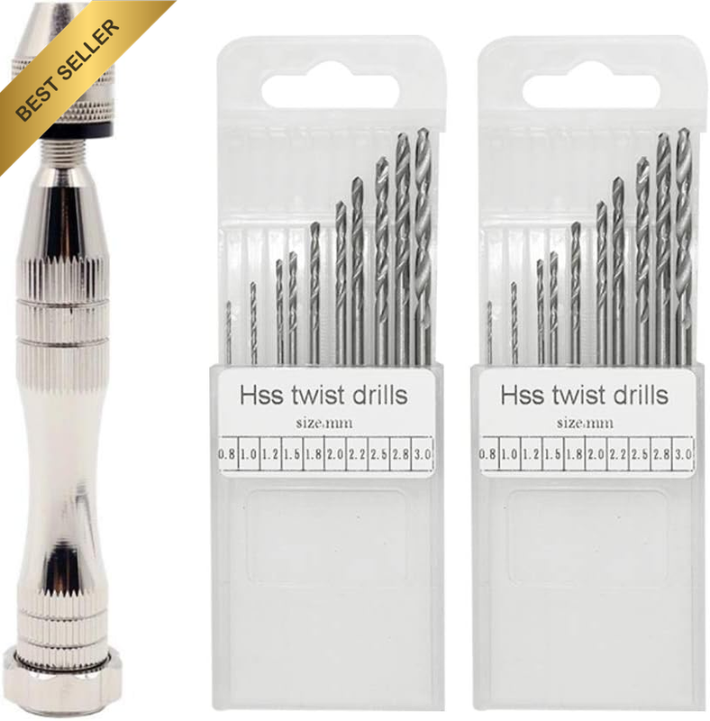 Hand Pin Vise with 20 Pcs Drill Bits,  Precision Hand Drill Rotary Tool with Min