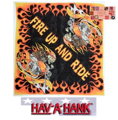 Hav-A-Hank Goodsports SKULL Tribal FLAMES BANDANA Head Wrap Neck Scarf Face Mask