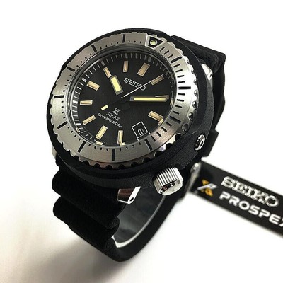 Pre-owned Seiko Men's Watch Sne541p1 Prospex Solar Diver Black Dial Rubber Strap 46mm