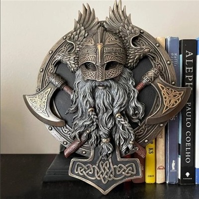 Retro Viking Berserker Double Axe Valhalla Wall Art Resin Sculpture Decorations
