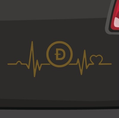 Dogecoin Herz Aufkleber 6 Größen 21 Farben- DOGE Krypto Währung Hold Shiba Coins