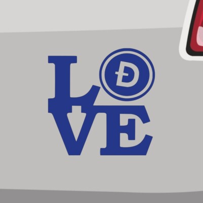 DOGE Love Aufkleber -6 Größen 21 Farben- Dogecoin Krypto Trade Hold Blockchain