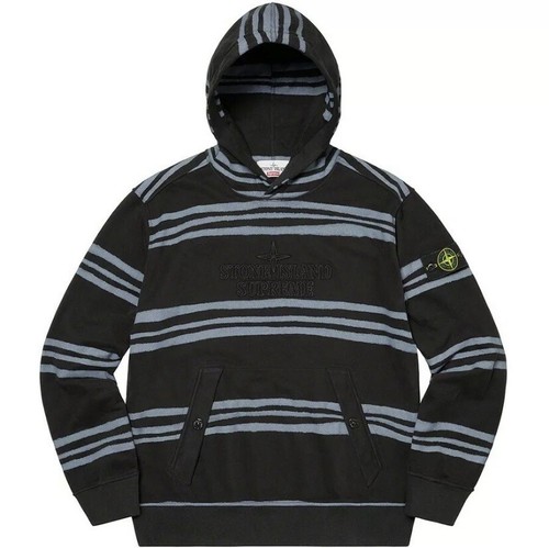 Supreme Stone Island Warp Stripe Hooded Sweatshirt Black Size