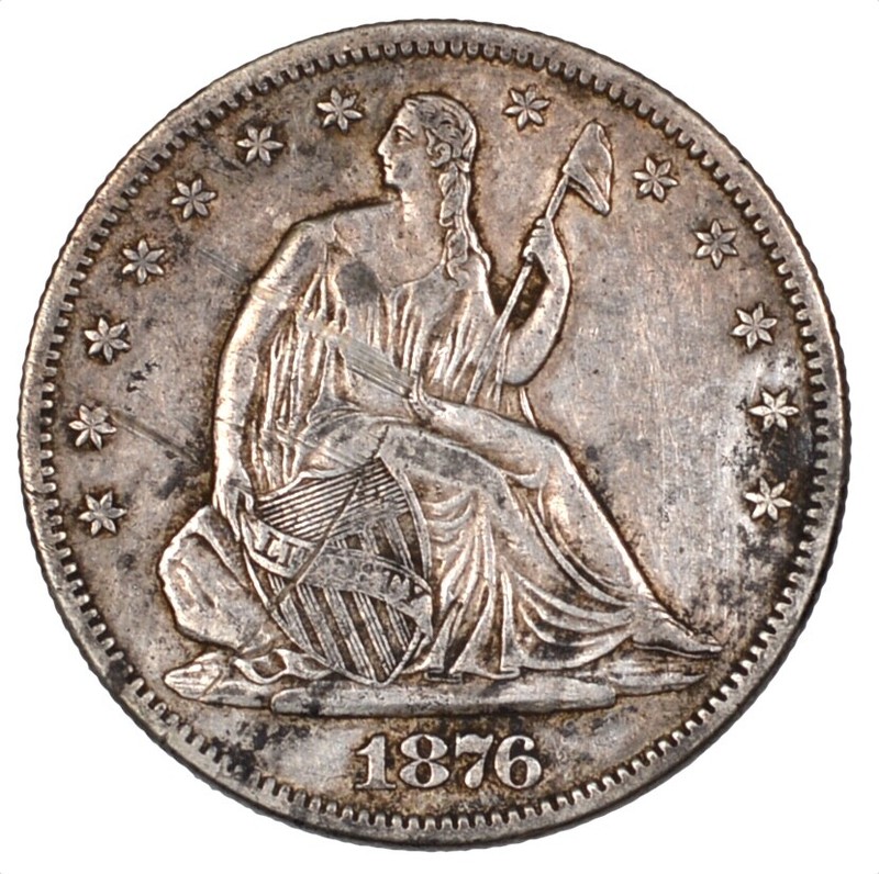 1876-S Liberty Seated Silver Half Dollar 50C - AU Scratched