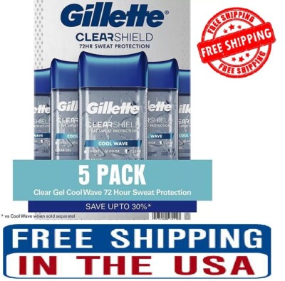  Gillette Cool Wave Clear Gel Men's Antiperspirant and Deodorant, 3.8 oz., 5 pk