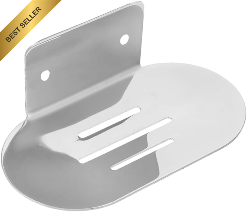Stainless Steel Wall Mounted Soap Dish Rack – 5.5 X 3.15 X 1.97 in Adhesive or D