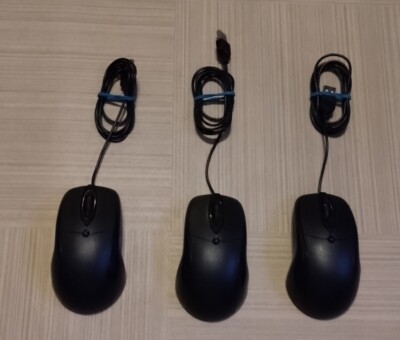 USB Computer Mouse Wired 3D Optical Mouse Black - Lot Of 3