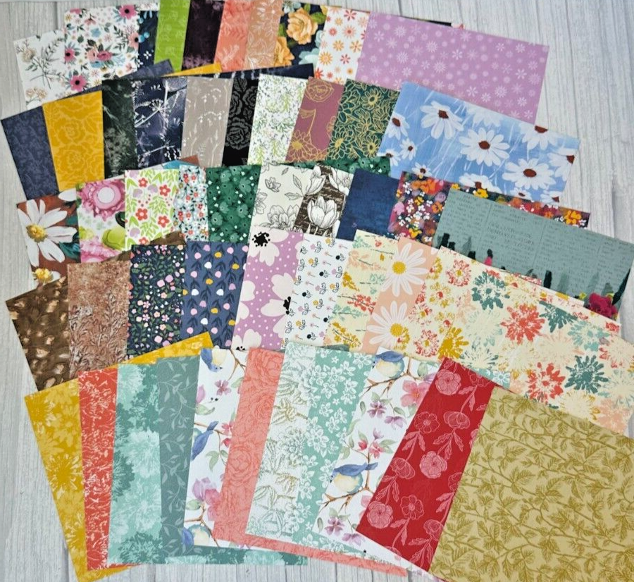 Lot 40 sheets 6x6 Stampin' UP! Floral & Foliage Prints designer Papers Retired