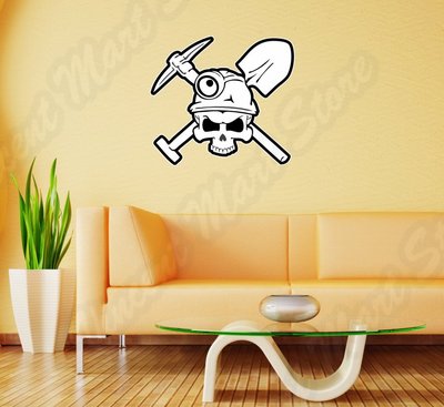 Coal Mining Miner Axe Crossbones Wall Sticker Room Interior Decor 22''X22''