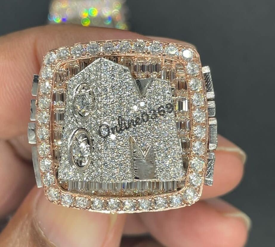 Pre-owned Online0369 4.1ct Baguette Cubic Zirconia Men Customize Letter Ring Silver Free Pendant In White