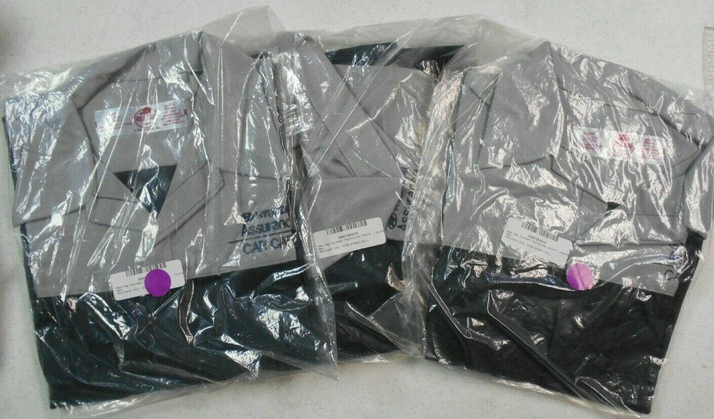 3 NEW RED KAP Short Sleeve Hyundai Assurance Car Care Technician Work Shirts L