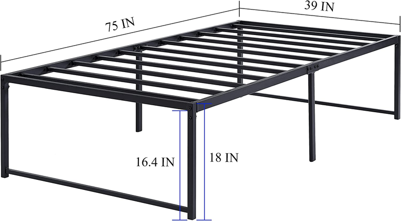 18" Metal Platform Tall Bed Frame,Mattress Foundation/No Box Spring Needed/Heavy