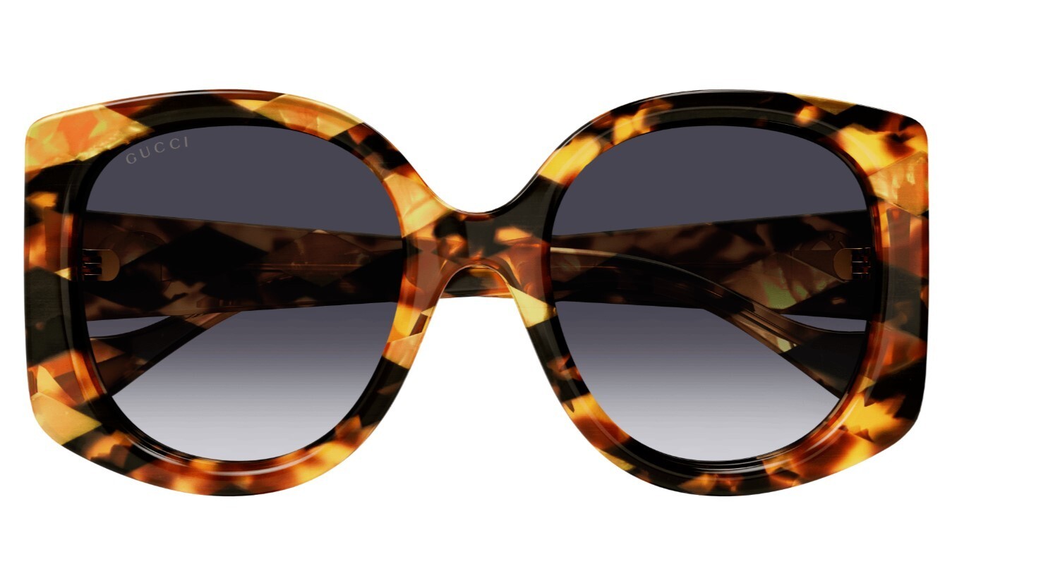 Pre-owned Gucci Gg1257s 004 Havana/blue Gradient Oversize Women's Sunglasses