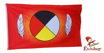 Étchiboy Medicine Wheel Flag Drapeau Roue Médicinale Full Size