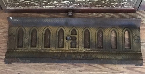 VINTAGE ANTIQUE CAST IRON STAG DEER FIREPLACE SUMMER COVER & FRAME COMPLETE