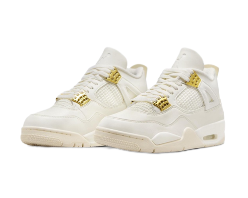Pre-owned Jordan Level Ss/new - Air  4 "metallic Gold" Vintage Basketball Shoes Aq9129-170 In White