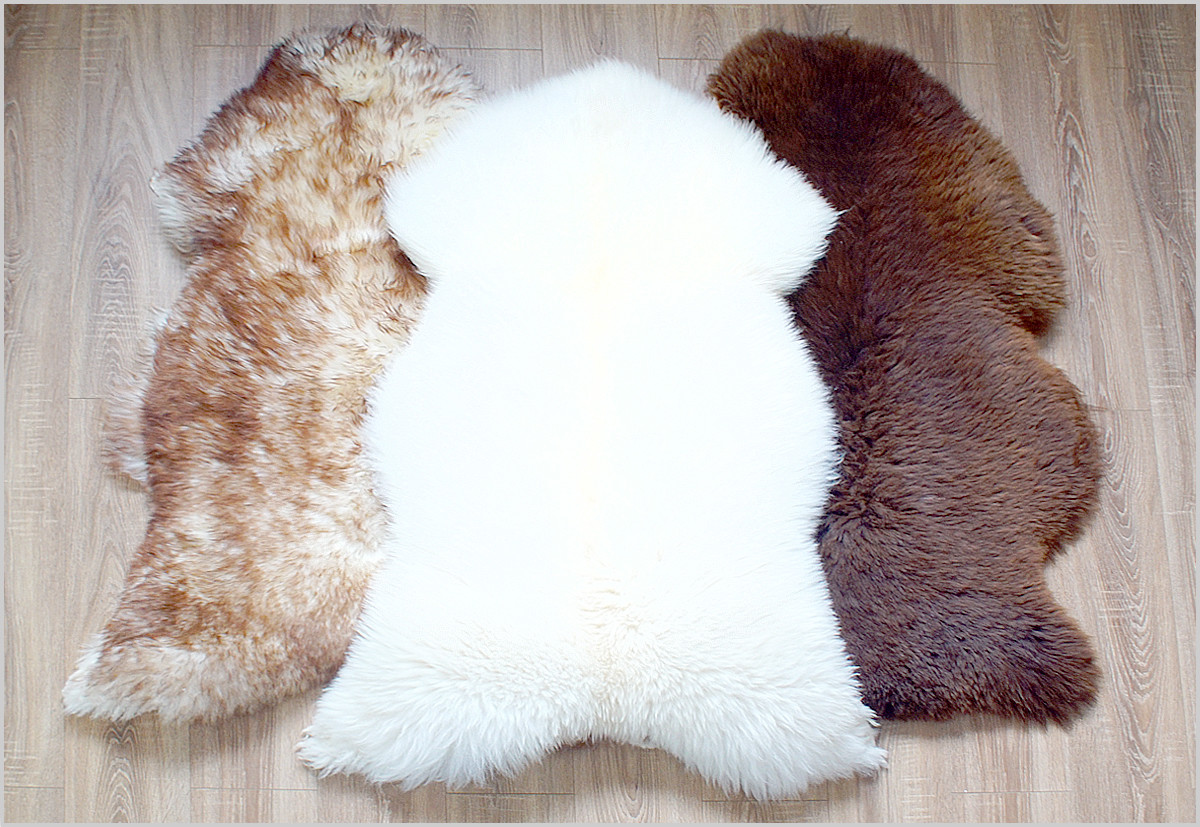 XXL Lammfell Naturfell Schaffell Deko Teppich pflanzlich gegerbt 110-130 cm