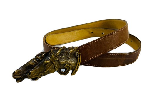 小物 1980s GUCCI HORSE BELT Gucci Horse Head Buckle Smooth Leather Belt ○ Labellov