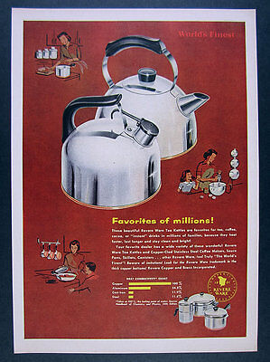 Revere Ware Copper Bottom Cookware Ad 1954 Kettle Pots Vintage Magazine  Print