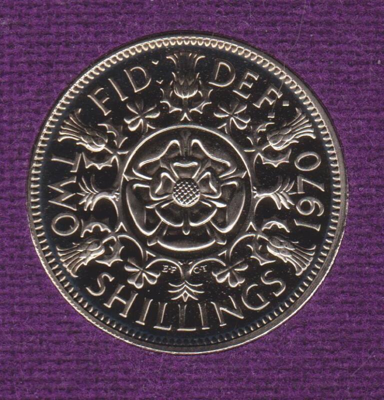 1970 England (UK) 2 Shillings - Proof Coin ~ Last Year: Low Mintage  50 Yrs.