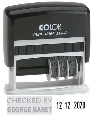 Date Stamp with Custom Text - Colop S120/P - 10x25mm