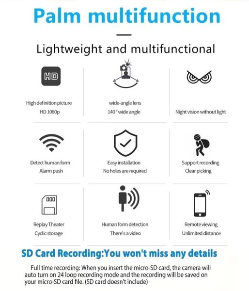 HD 1080p WiFi Mini Spy Camera Hidden IP Night Vision Camcorder Home Security Cam - Image 8