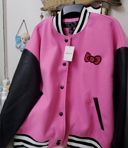 FOREVER 21 FOREVER 21 HELLO KITTY AND FRIENDS VARSITY JACKET, SIZE SMALL (OVERSIZED)