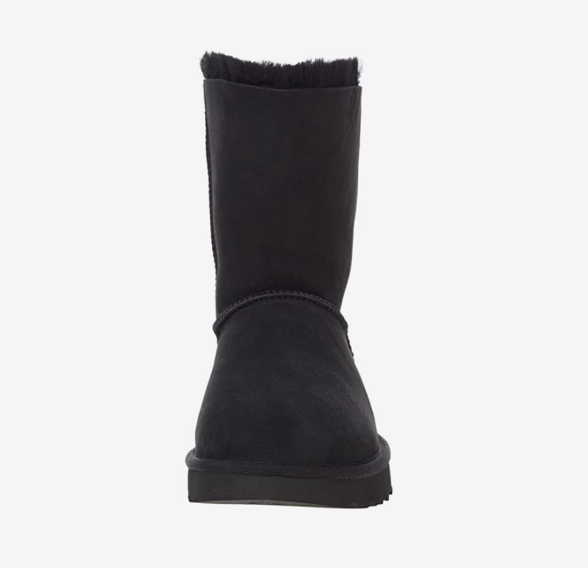 Pre-owned Ugg Bailey Bow Glitz Genuine Shearling Flat Boots Black Twinface Sheepskin Sz 10