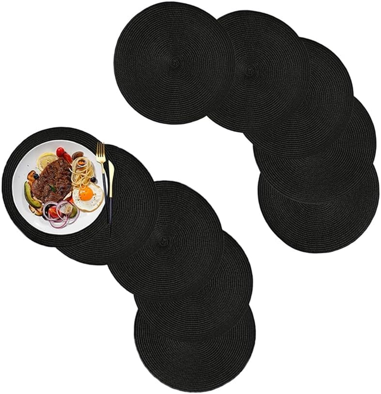 10Pcs round Braided Placemats, Non-Slip Table Mats, Natural Woven Heat Resistant