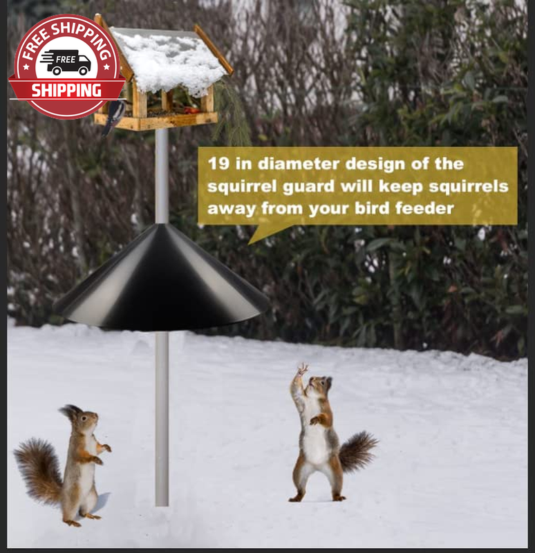 Squirrel Proof Baffle, 19-Inch Wide Squirrel Guard Stopper for Outdoor Bird Feed