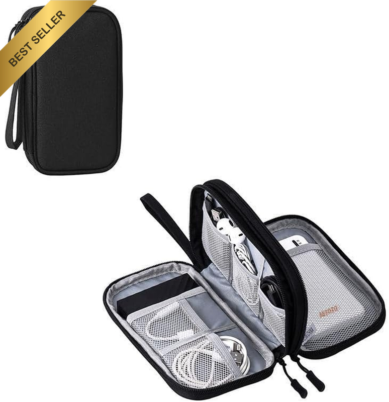 Black Double-Layer Waterproof Electronics Travel Organiser Bag