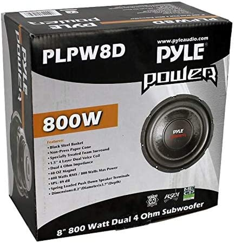 PLPW8D 8" 1600W Car Audio Subwoofers Subs Woofers Stereo DVC 4-Ohm