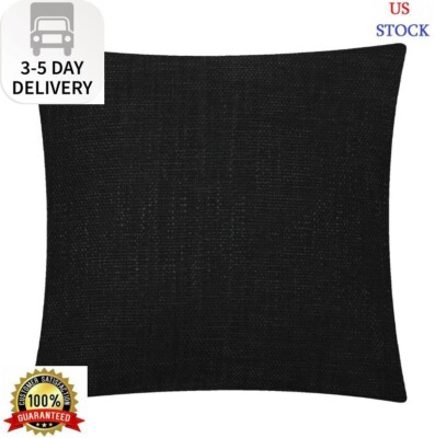 Mainstays Solid Texture Polyester Square Decorative Throw Pillow, 18'' x 18'', Bla