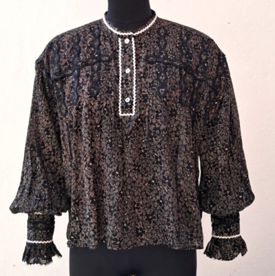 ISABEL MARANT ETOILE PRINTED BLOUSE , BLACK  SIZE M ,  A48