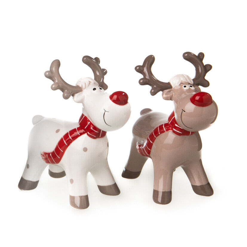 Weihnachtsfiguren Rentier Elch mit Schal 2er Satz Weihnachtsdeko Weihnachtsartik