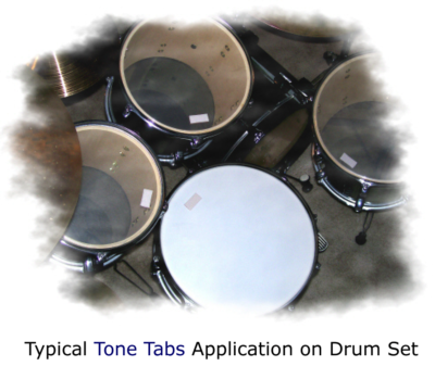 TONE TABS - DRUM DAMPER, MUFFLER, DAMPENER, CONTROLS OVER RING & OVER TONES