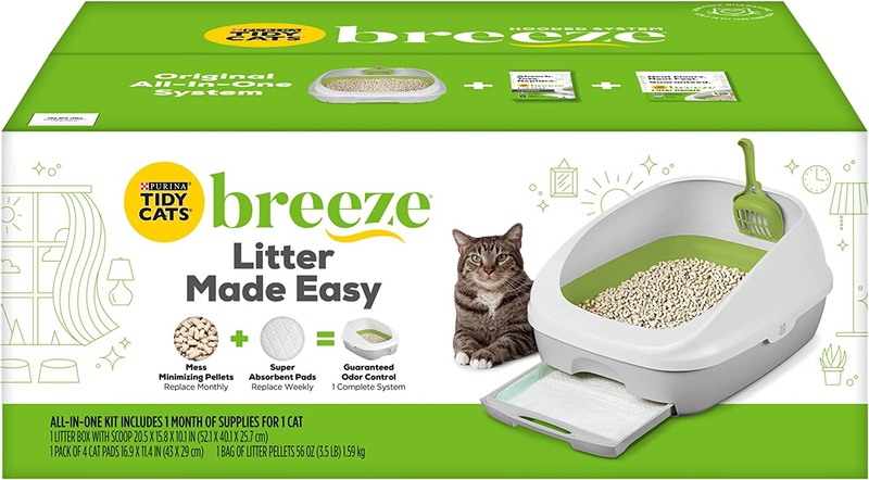 Purina Tidy Cats Litter Box System Starter Kit Litter Box, Litter Pellets & Pads