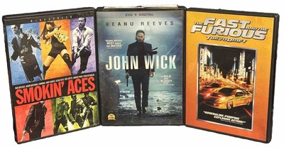 John Wick Keanu Reeves DVD Digital + Fast And Furious Tokyo Drift + Smokin  Aces