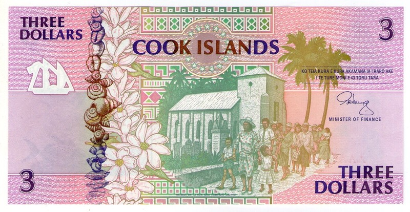 **   Cook Islands       3  Dollars   1992   P-7a    Unc   **