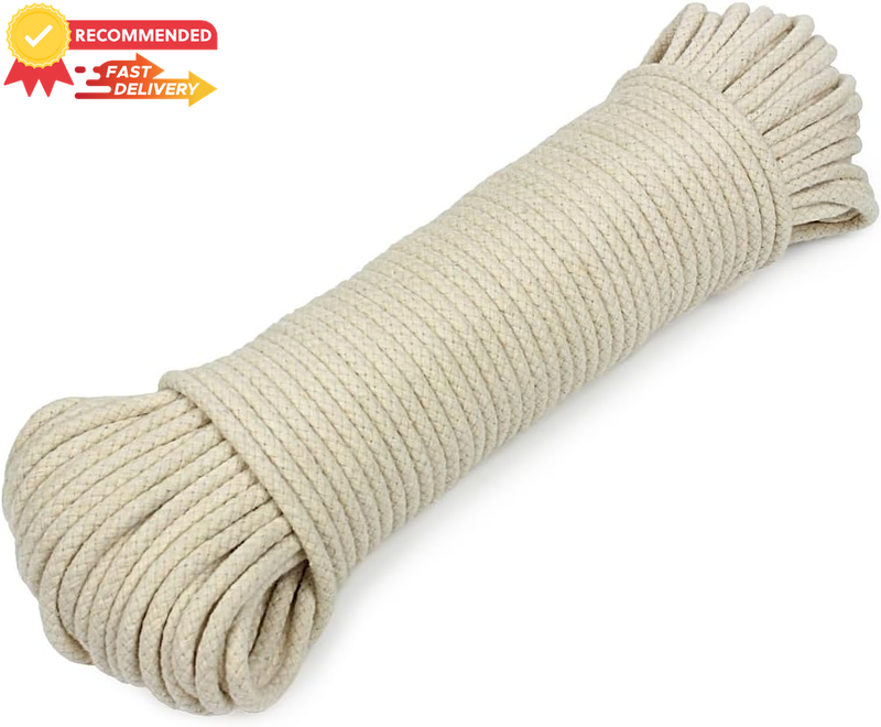 Braided Cotton Clothesline 4mm x 30m - Multipurpose Washing Rope