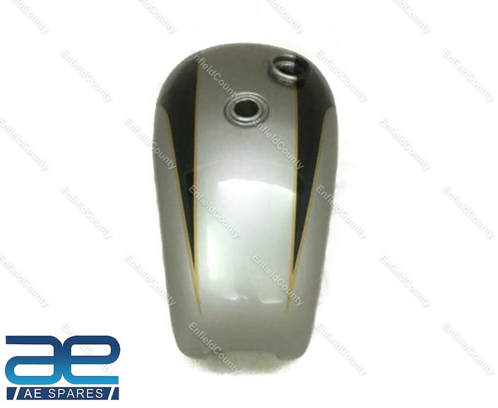 For Triumph T140 Silver & Black Painted Oif Steel Petrol Fuel Tank With Cap