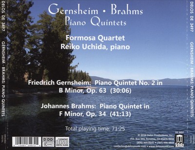 FORMOSA QUARTET / REIKO UCHIDA GERNSHEIM, BRAHMS: PIANO QUINTETS NEW CD