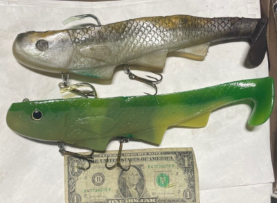 2 ct. 12'' REACTION STRIKE SHIMMY SHADS soft plastic swimbaits lures Muskie baits