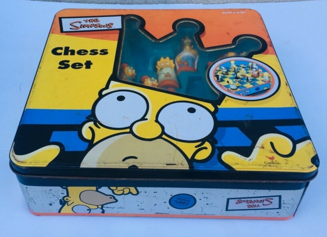 THE SIMPSONS CHESS 3D GAME SET Tin Bart Homer Matt Groening VINTAGE