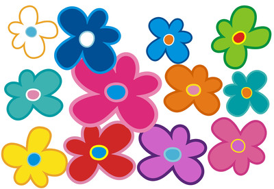 Blumen Aufkleber Hippie Blumen Auto Aufkleber: Mini 11 - 51 Stk. - bunt gemischt