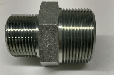 Parker 1-1/4x1 FF-S Hex Pipe Nipple 1''x1-1/4'' Male NPT (CL392)