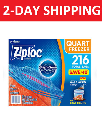 Ziploc Easy-Open Tabs Freezer Quart Bags with New Stay Open Design (216 ct.)